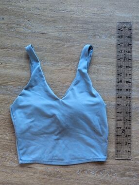 All In Motion Light Blue V-Neck Padded Cropped Sports Tank Top